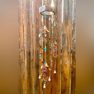 Gorgeous Glass Rocks & Beads Seahorse Wind Chime Sun Catcher Mobile